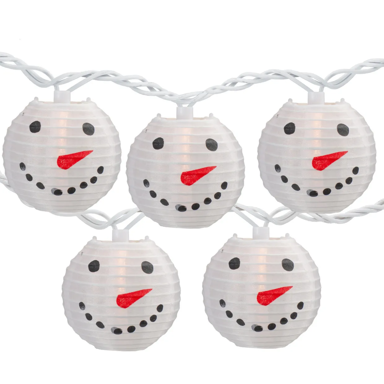 10-Count White Snowman Paper Lantern Christmas Lights, 8.5ft White Wire