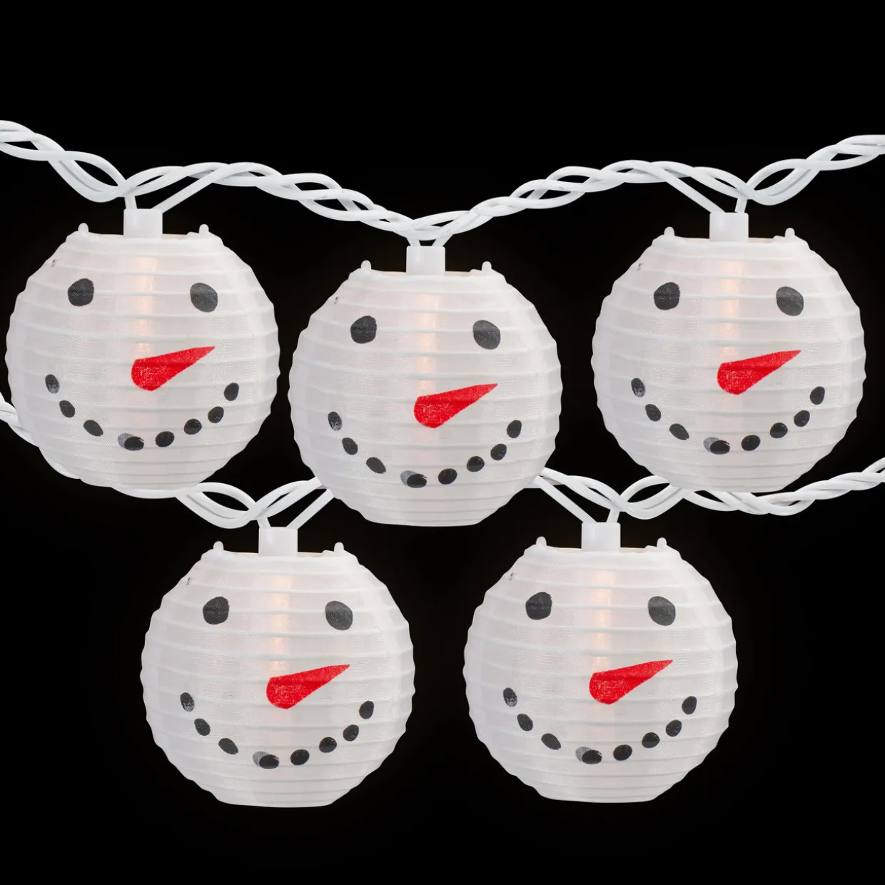 10-Count White Snowman Paper Lantern Christmas Lights, 8.5ft White Wire