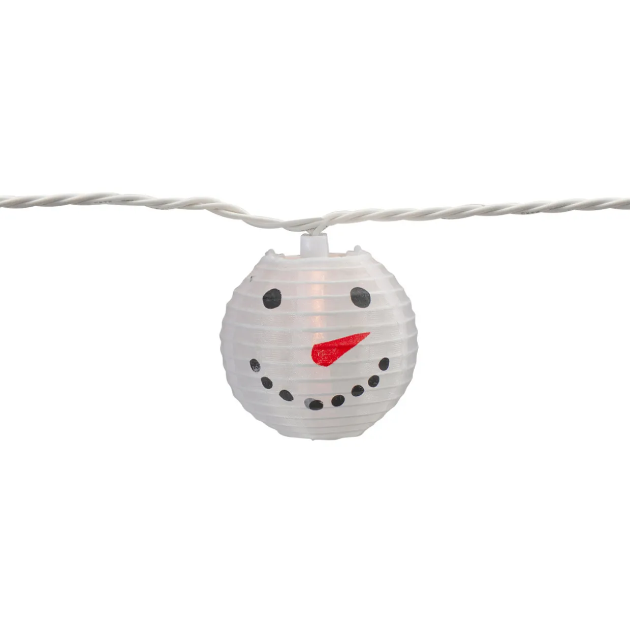 10-Count White Snowman Paper Lantern Christmas Lights, 8.5ft White Wire