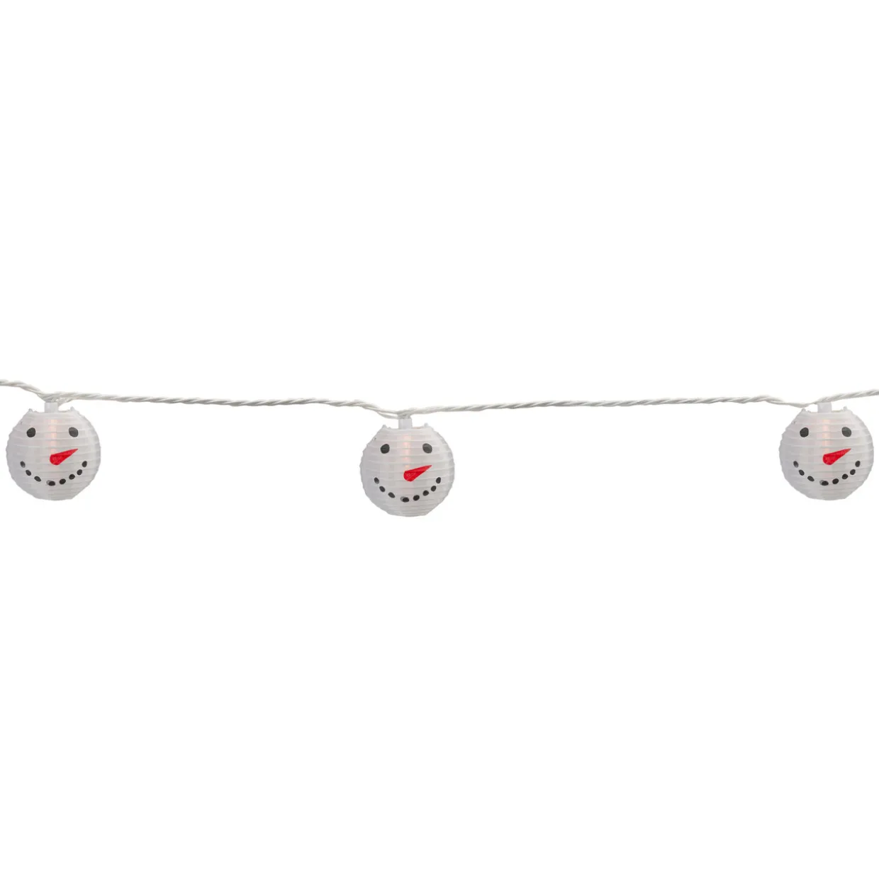 10-Count White Snowman Paper Lantern Christmas Lights, 8.5ft White Wire