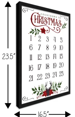 Countdown to Christmas 16.5" x 23.5" Framed Christmas Wall Decor Art Print Sign Poster in a Black Wooden Frame with UV Acrylic and Hangers