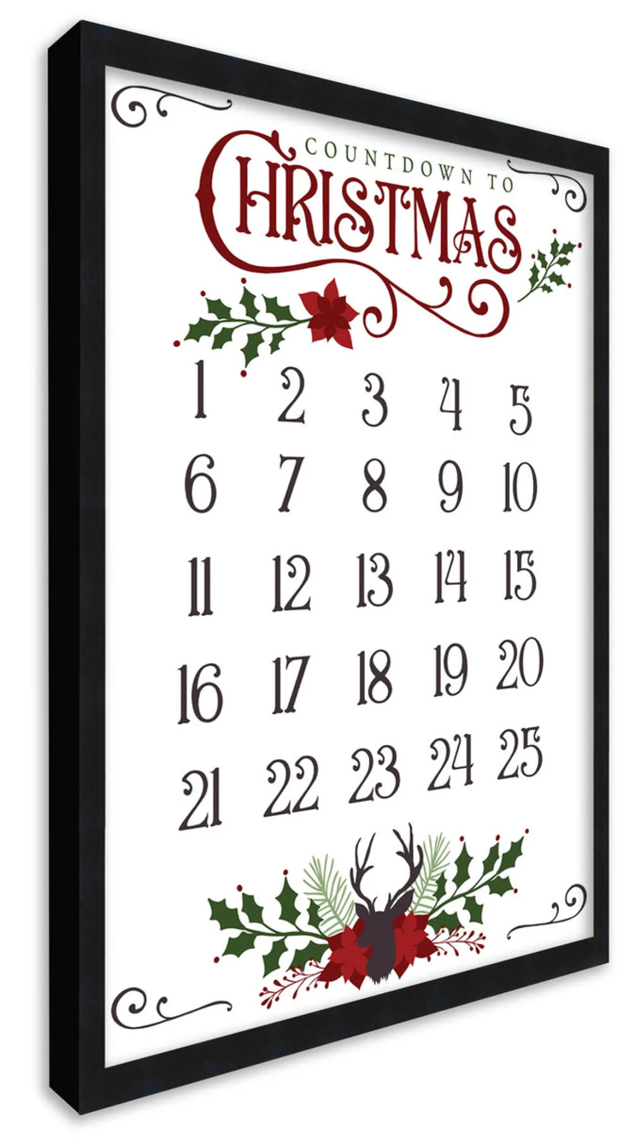 Countdown to Christmas 16.5" x 23.5" Framed Christmas Wall Decor Art Print Sign Poster in a Black Wooden Frame with UV Acrylic and Hangers
