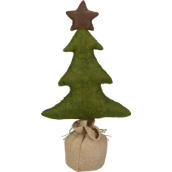 Country Buffalo Plaid Christmas Tree with Burlap Base - 17.5