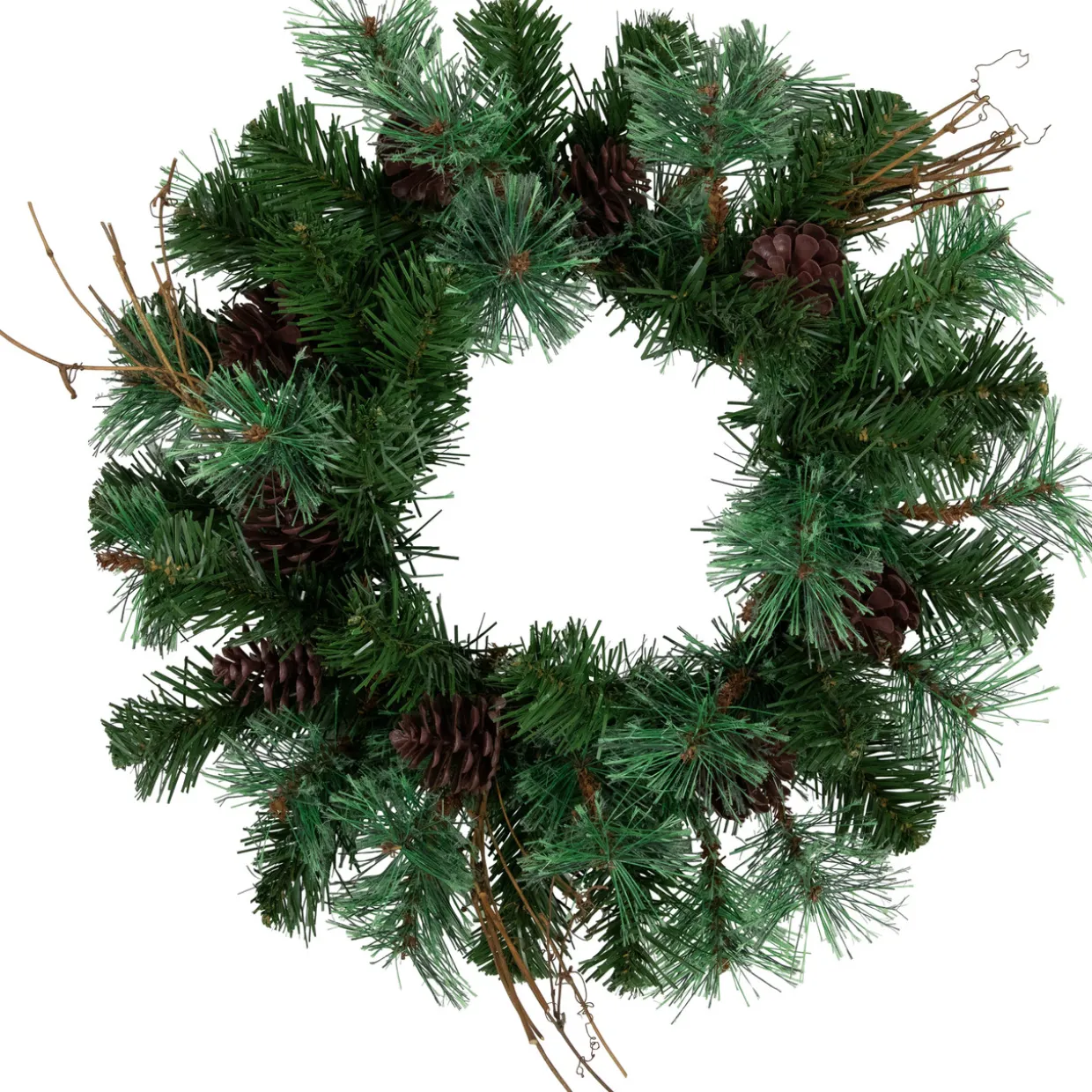 Country Mixed Pine, Twig and Pinecone Artificial Christmas Wreath - 24" - Unlit