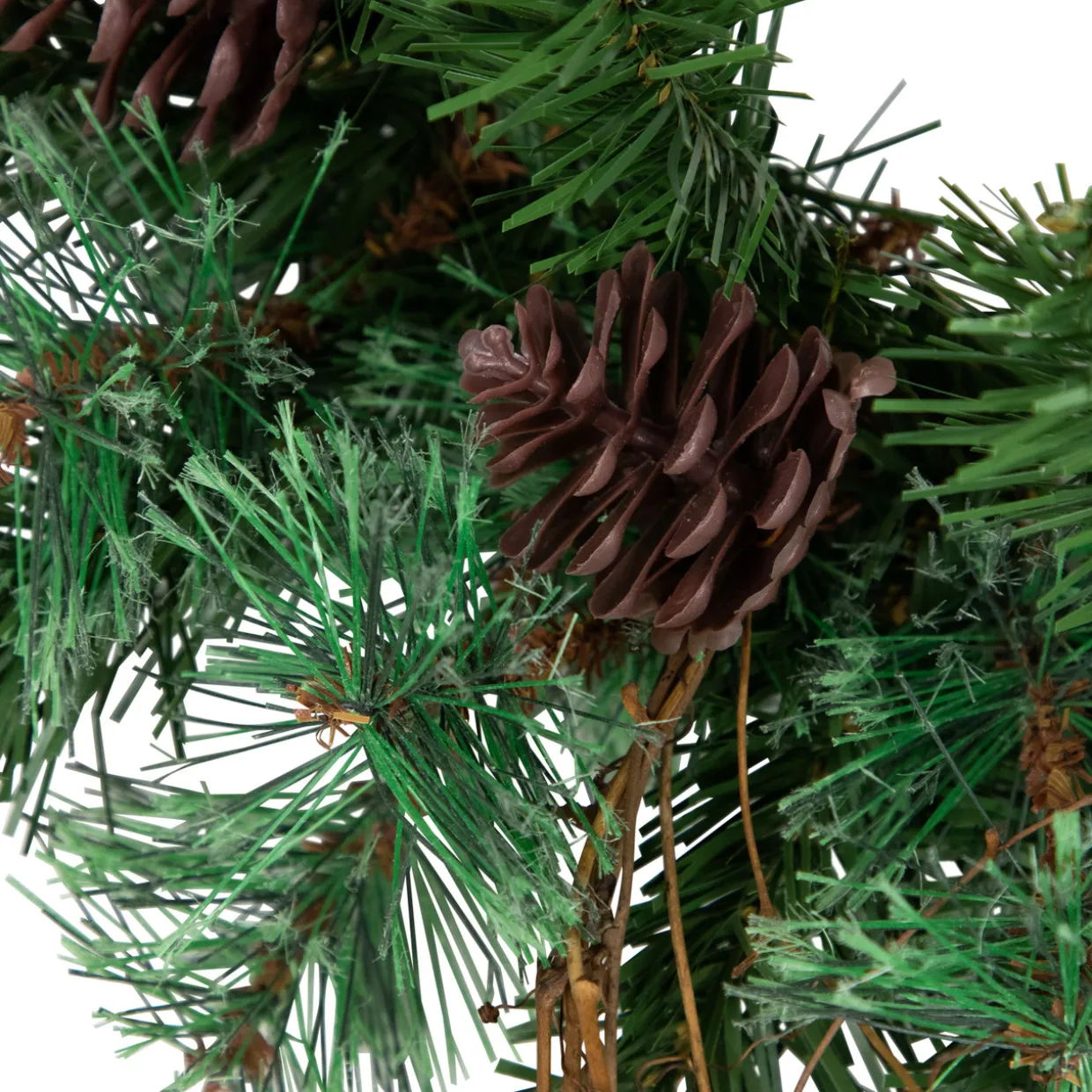 Country Mixed Pine, Twig and Pinecone Artificial Christmas Wreath - 24" - Unlit