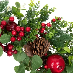 Crabapple and Berries Boxwood and Pine Artificial Christmas Wreath - 26
