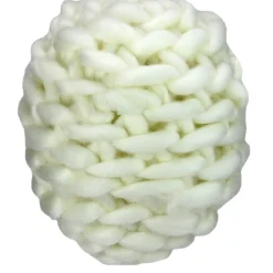 Cream White Knit Hanging Shatterproof Christmas Ball Ornament 7" (175mm)