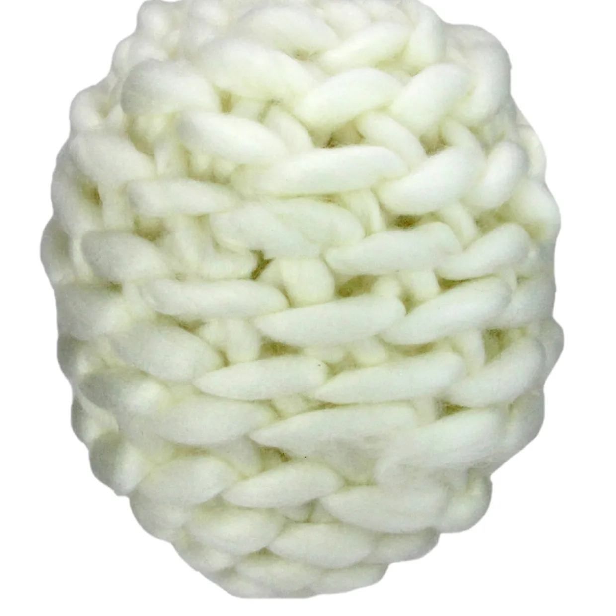 Cream White Knit Hanging Shatterproof Christmas Ball Ornament 7" (175mm)