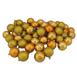 60ct Antique Gold Shatterproof 4-Finish Christmas Ball Ornaments 2.5" (60mm)