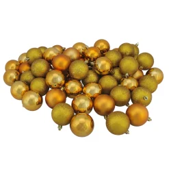 60ct Antique Gold Shatterproof 4-Finish Christmas Ball Ornaments 2.5" (60mm)