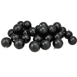 32ct Black Shatterproof Shiny Christmas Ball Ornaments 3.25 inches 80mm