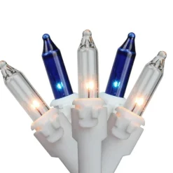 150ct Blue & Clear Mini Icicle Christmas Lights - White Wire