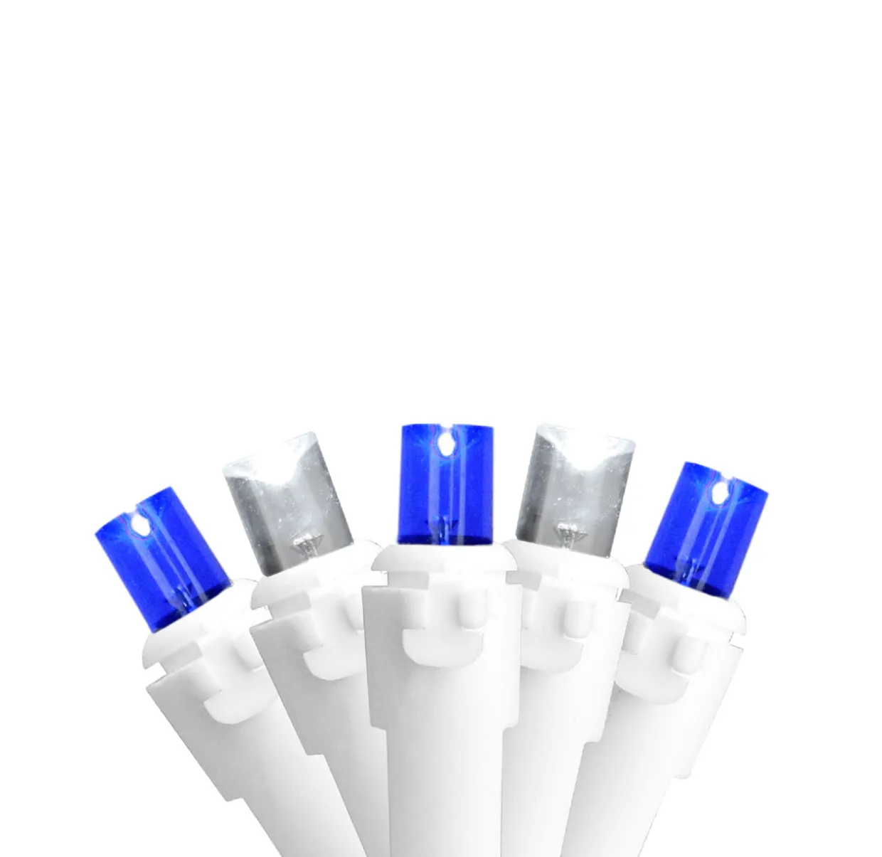 100ct Blue and Pure White LED Wide Angle Icicle Christmas Lights, 5.5 ft White Wire