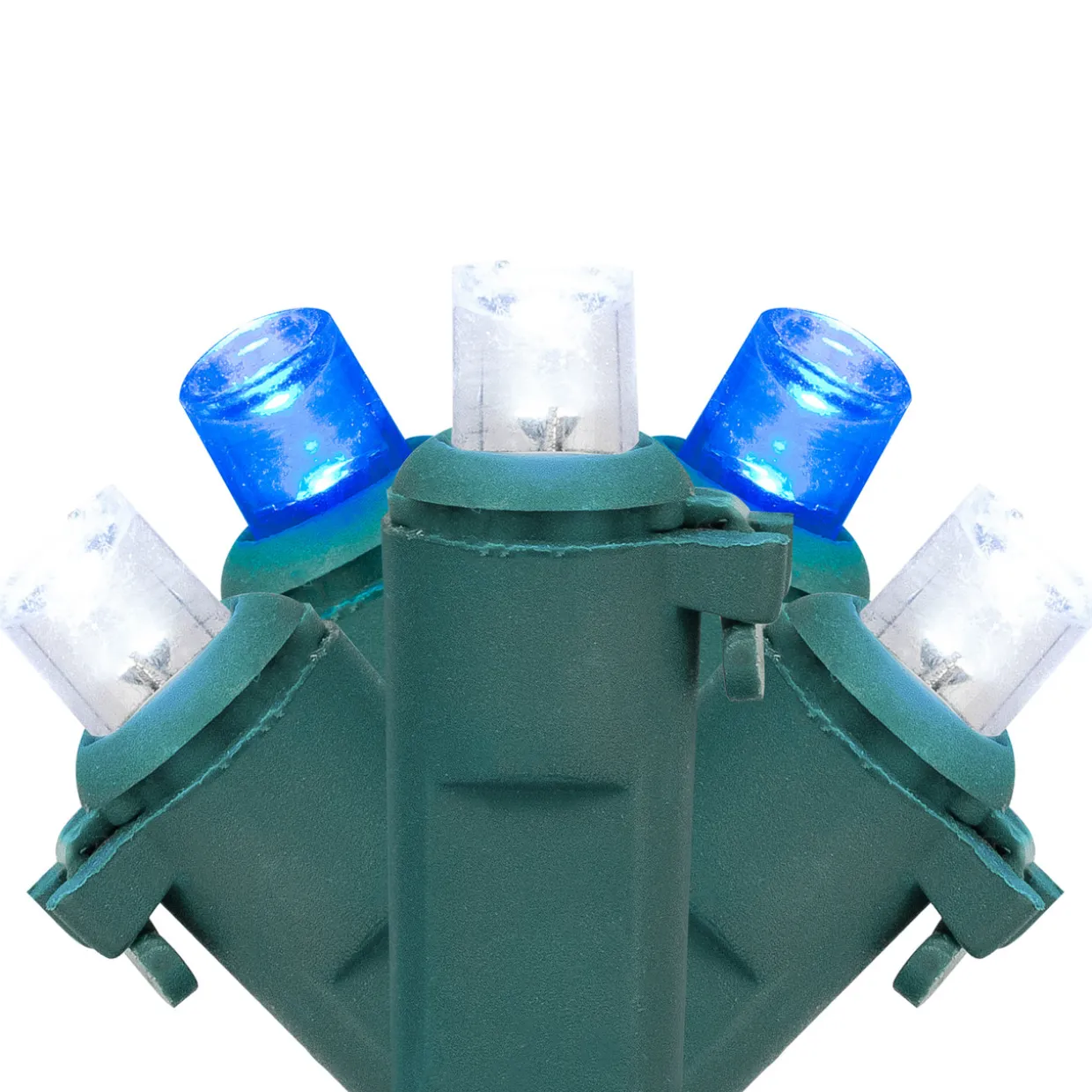 50ct Blue and White LED Wide Angle Mini Christmas Lights, 16.25ft Green Wire