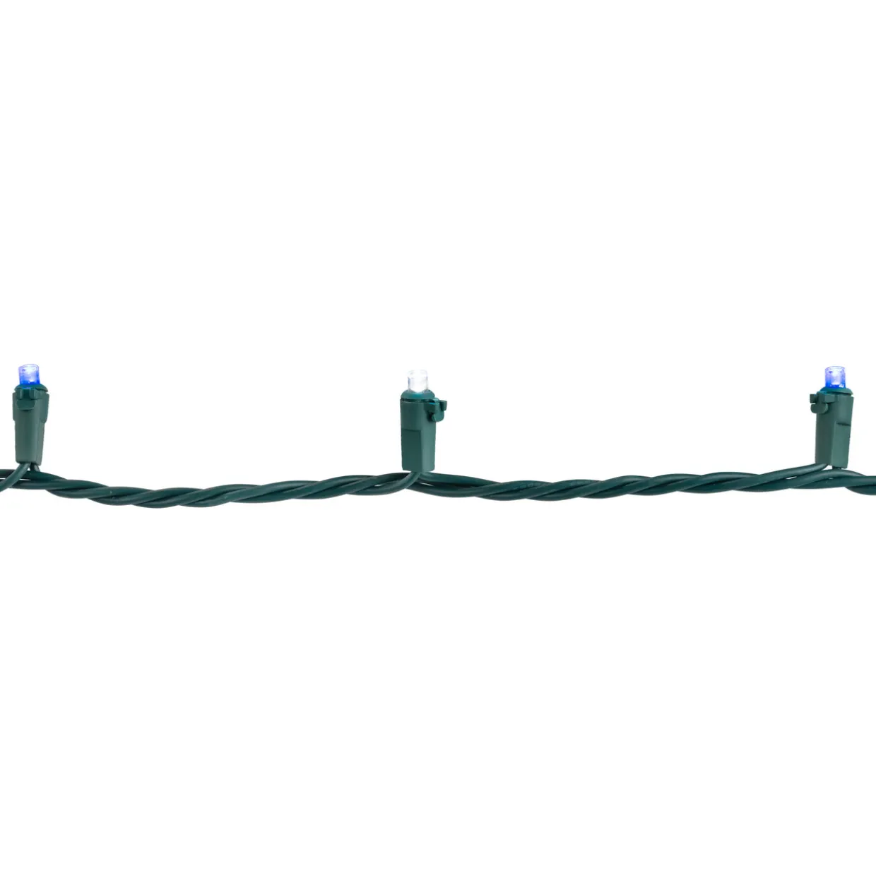 50ct Blue and White LED Wide Angle Mini Christmas Lights, 16.25ft Green Wire