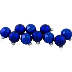 10ct Blue 2-Finish Glass Christmas Ball Ornaments 1.75" (40mm)