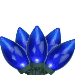 25ct Blue LED C9 String Christmas Lights, 16ft Green Wire