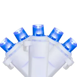 50ct Blue LED Wide Angle Christmas Lights, 16.25ft White Wire