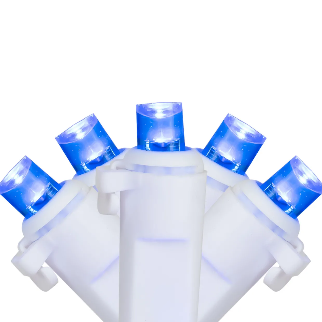 50ct Blue LED Wide Angle Christmas Lights, 16.25ft White Wire