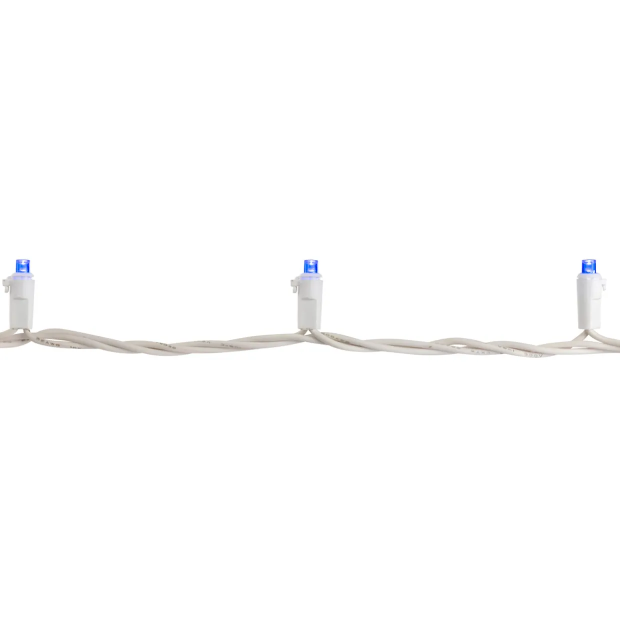 50ct Blue LED Wide Angle Christmas Lights, 16.25ft White Wire