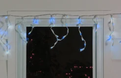 100ct Blue LED Wide Angle Icicle Christmas Lights, 5.5 ft White Wire