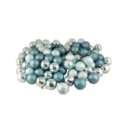 100ct Blue Shatterproof 3-Finish Christmas Ball Ornaments 2.5" (60mm)