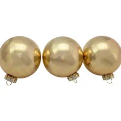 6ct Champagne Gold 2-Finish Glass Ball Christmas Ornament Set 3.25