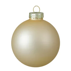 9ct Champagne Gold 2-Finish Glass Christmas Ball Ornaments 2.5