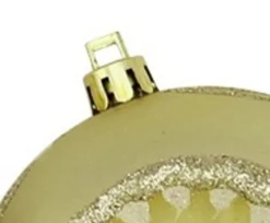 5ct Champagne Gold Retro Reflector Shatterproof Christmas Ball Ornaments 3.25" (80mm)