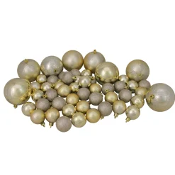 125ct Champagne Gold Shatterproof 4-Finish Christmas Ornaments 5.5