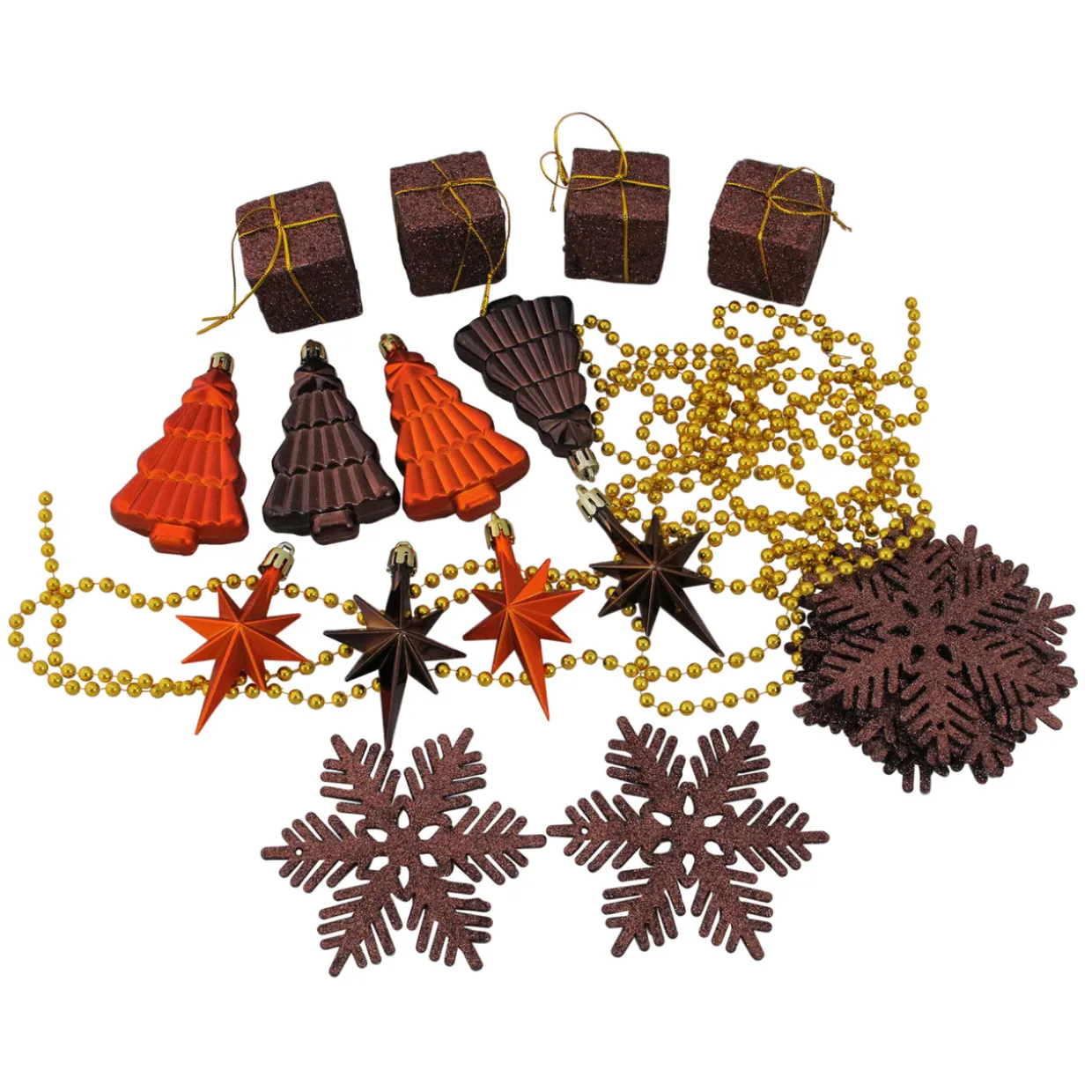 125ct Chocolate Brown and Burnt Orange Shatterproof 4-Finish Christmas Ornaments 5.5" (140mm)