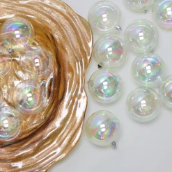 32ct Clear Iridescent Shatterproof Shiny Christmas Ball Ornaments 3.25
