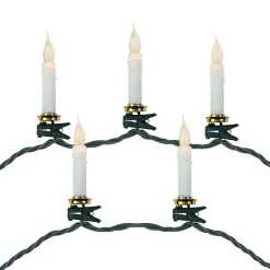 10ct Flickering LED Clip On Candle Christmas Lights, 7' Green Wire