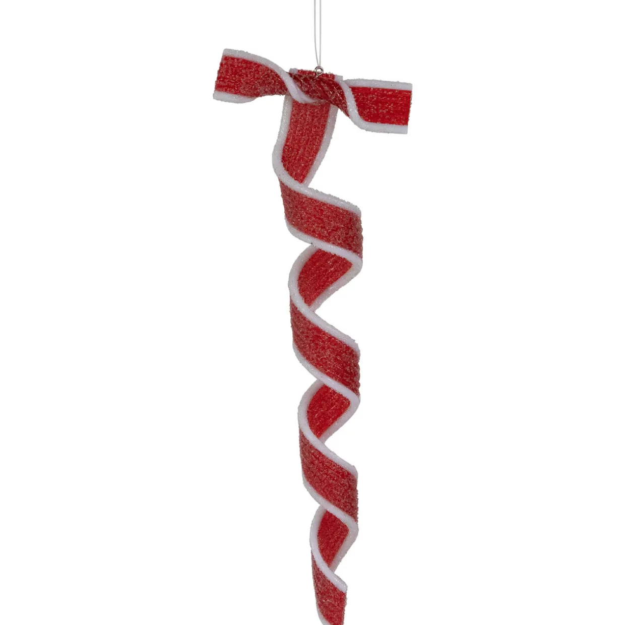 6ct Frosted Red and White Candy Twist Christmas Ornaments 9"