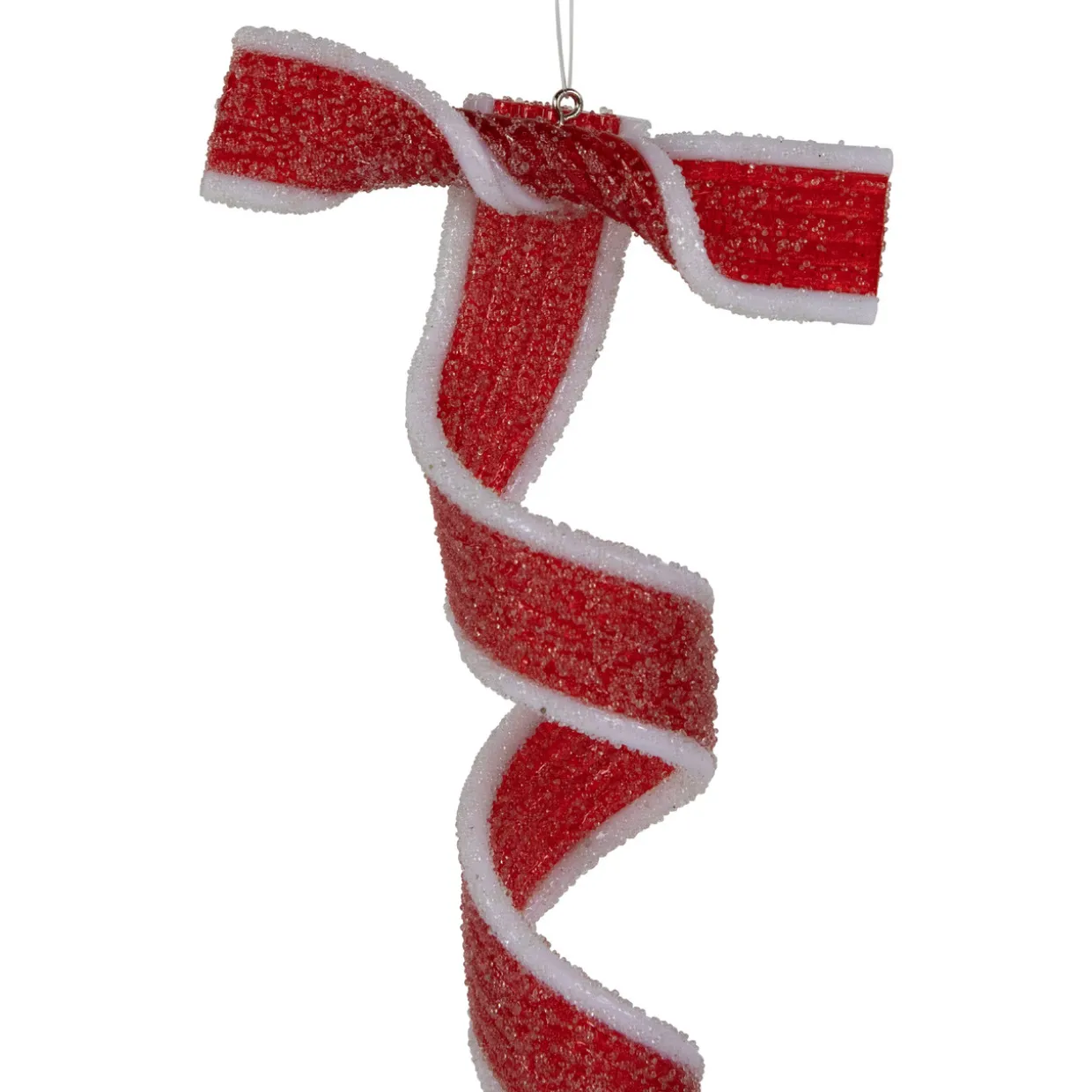6ct Frosted Red and White Candy Twist Christmas Ornaments 9"