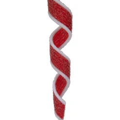 6ct Frosted Red and White Candy Twist Christmas Ornaments 9
