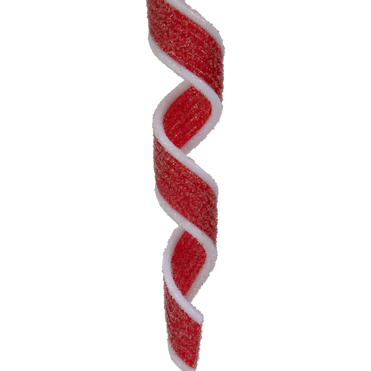 6ct Frosted Red and White Candy Twist Christmas Ornaments 9"
