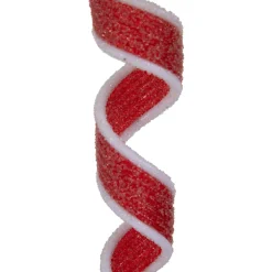 6ct Frosted Red and White Candy Twist Christmas Ornaments 9