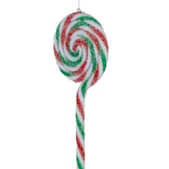 6ct Frosted White, Green and Red Lollipop Christmas Ornaments 7