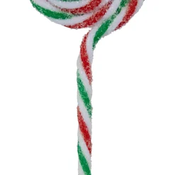 6ct Frosted White, Green and Red Lollipop Christmas Ornaments 7