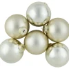 6ct Gold 2-Finish Glass Ball Christmas Ornaments 3.25" (80mm)