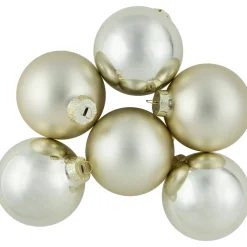 6ct Gold 2-Finish Glass Ball Christmas Ornaments 3.25" (80mm)