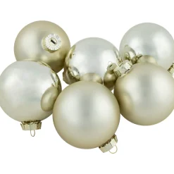 6ct Gold 2-Finish Glass Ball Christmas Ornaments 3.25