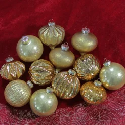 12ct Gold Mercury Glass Christmas Ornament Set 3"