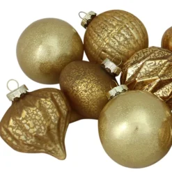 12ct Gold Mercury Glass Christmas Ornament Set 3