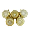 5ct Gold Shatterproof 2-Finish Retro Reflector Christmas Ball Ornaments 3.25" (80mm)