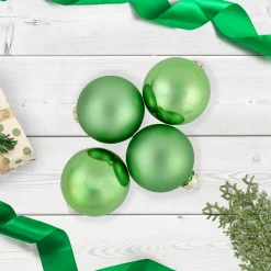 9ct Grass Green Finish Glass Christmas Ball Ornaments 2.5" (65mm)
