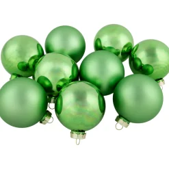 9ct Grass Green Finish Glass Christmas Ball Ornaments 2.5