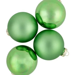 9ct Grass Green Finish Glass Christmas Ball Ornaments 2.5