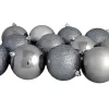 12ct Gray Shatterproof 4-Finish Christmas Ball Ornaments 4" (100mm)